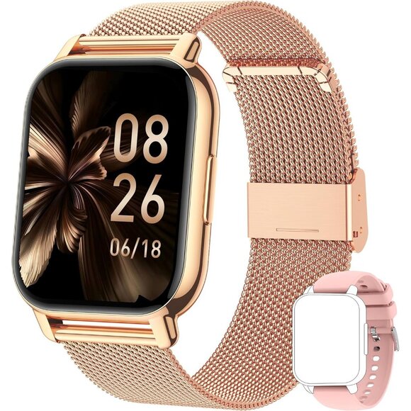 🆕Men  Women's Rose Gold Pink Smartwatch, 1.85" AI Voice Control, Fitness Track - Picture 1 of 7